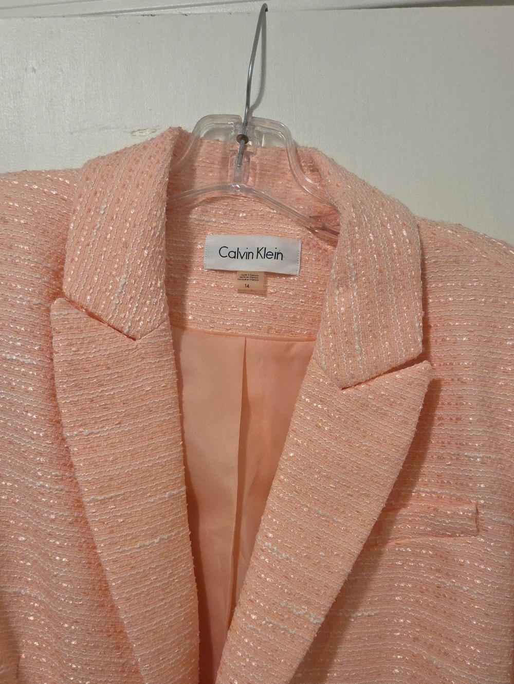 Calvin Klein Peach Tweed Blazer Jacket